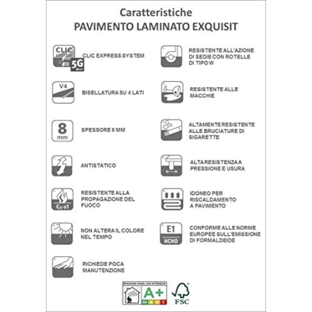 PAVIMENTO LAMINATO EXQUISIT ROVERE GRIGIO STIRLING - CONF. DA 2,131 MQ