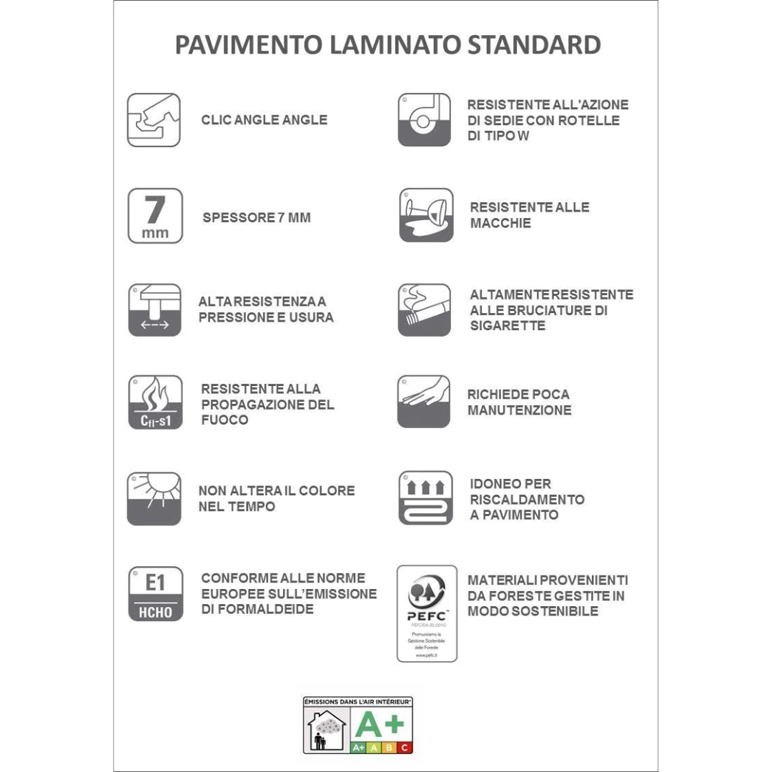 PAVIMENTO LAMINATO STANDARD ROVERE GHIACCIO WHITE - CONF. DA 2,390 MQ