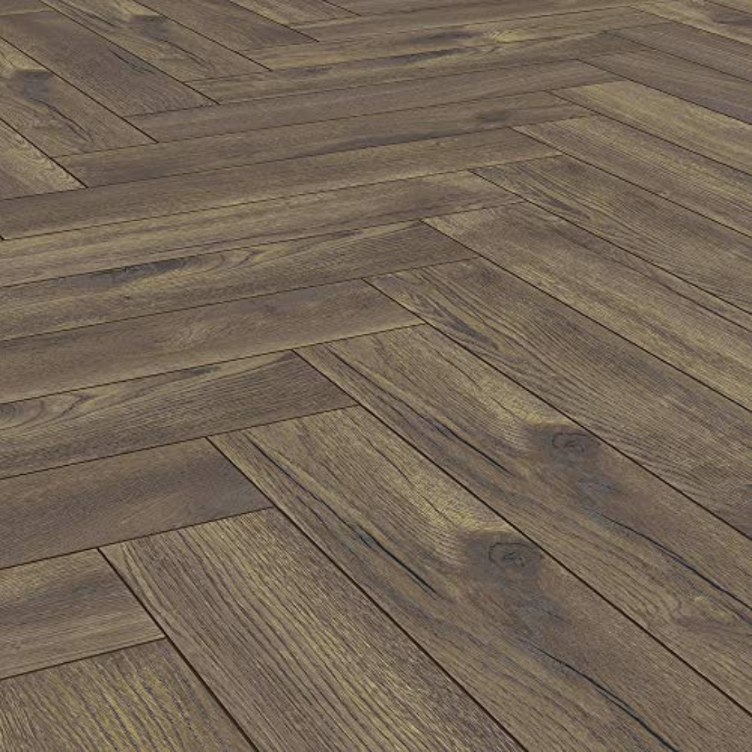 PAVIMENTO LAMINATO HERRINGBONE ROVERE SCURO - CONF. DA 1,238 MQ