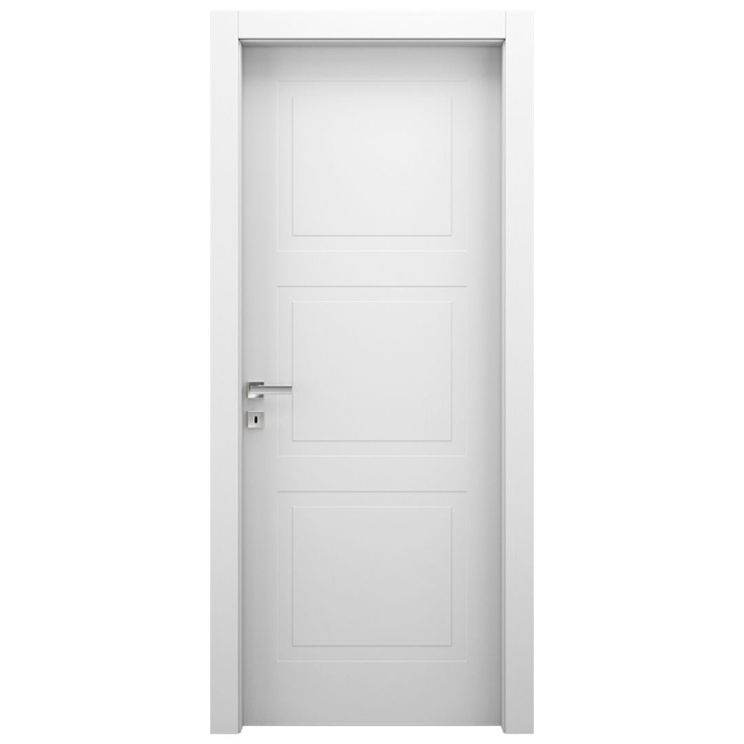 PORTA BATTENTE LACCATA BIANCA 3 RIQUADRI - 210 X 80 - REVERSIBILE