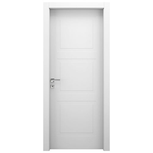 PORTA BATTENTE LACCATA BIANCA 3 RIQUADRI - 210 X 80 - REVERSIBILE