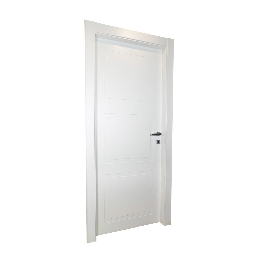 PORTA BATTENTE LACCATA BIANCA 3 RIQUADRI - 210 X 80 - REVERSIBILE