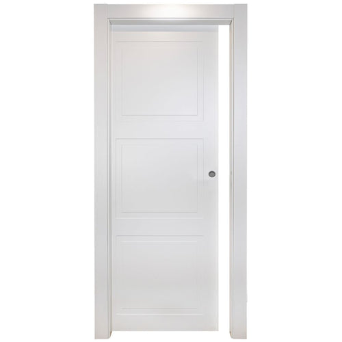 PORTA SCORREVOLE INTERNO MURO LACCATA BIANCA 3 RIQUADRI - DA 210 X 70 - REVERSIBILE