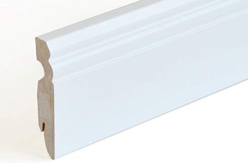 BATTISCOPA DUCALE MDF BIANCO VERNICIABILE - 5 BARRE - 12 ML