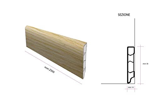BATTISCOPA PVC ROVERE CREMA - 5 BARRE - H 70 - 12,5 ML