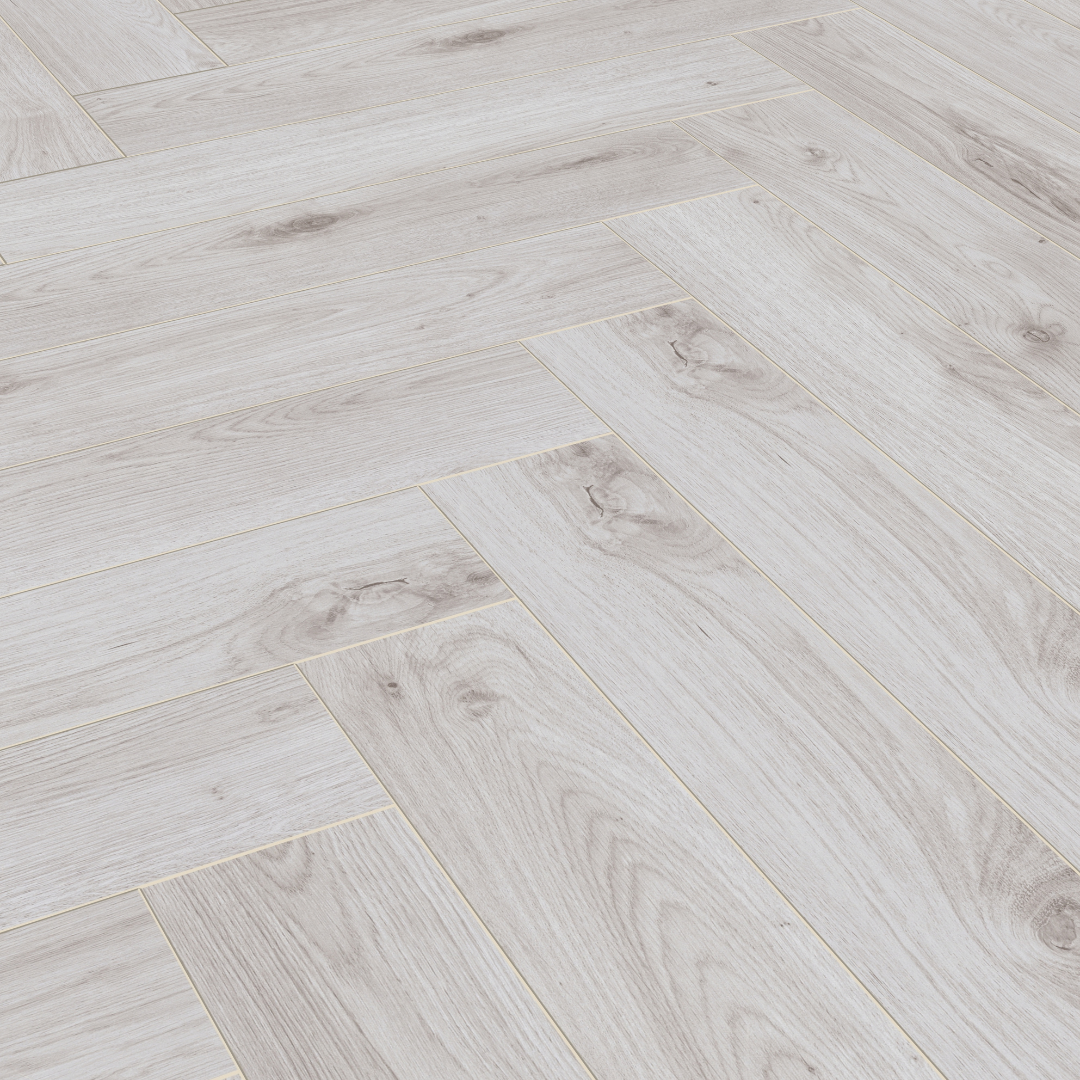 PAVIMENTO LAMINATO HERRINGBONE ROVERE BIANCO BORDEAUX - CONF. DA 1,238 MQ