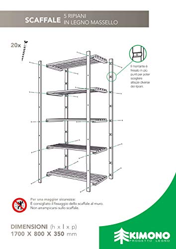 SCAFFALE ABETE 5 RIPIANI