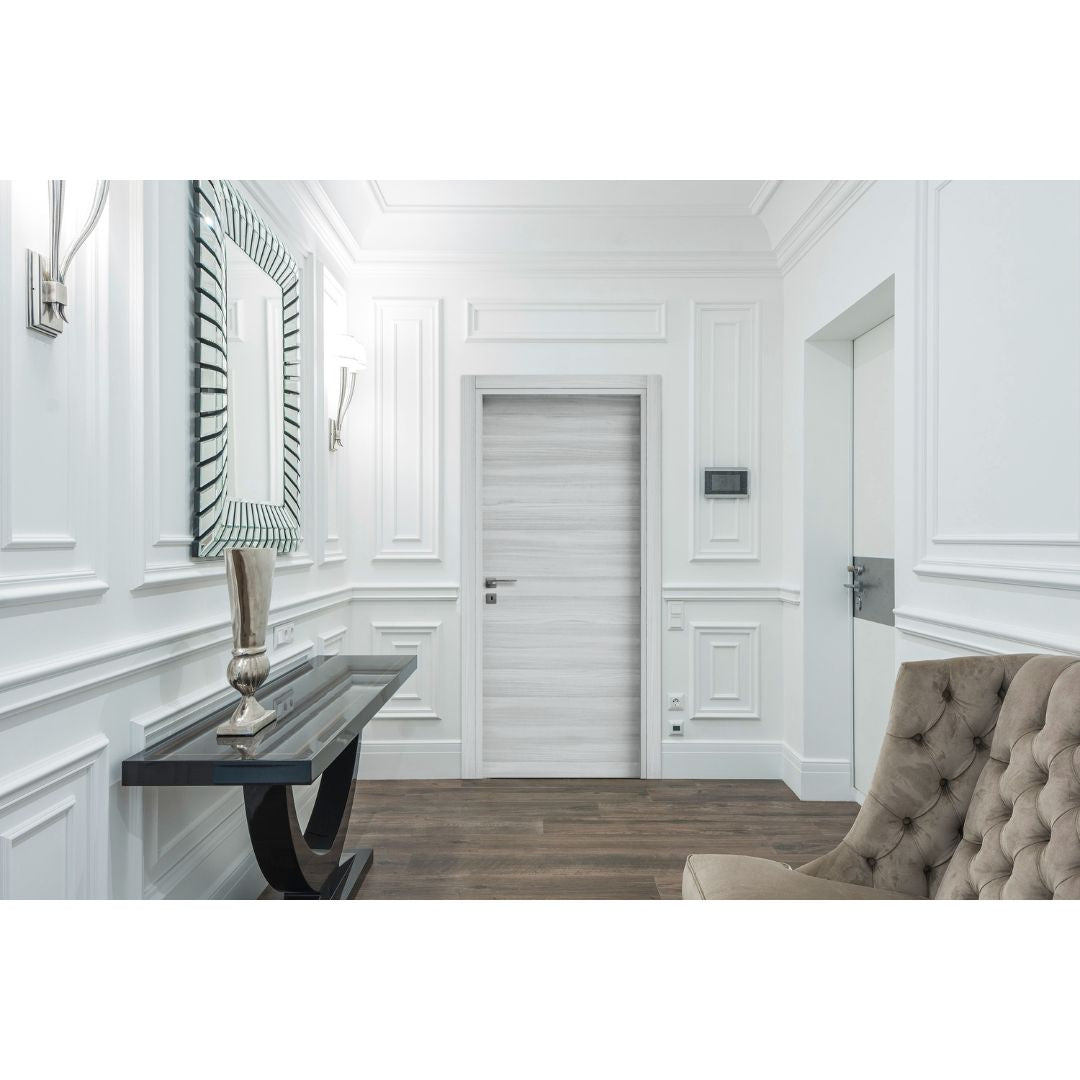 PORTA BATTENTE OLMO BIANCO - 210 x 80 - REVERSIBILE