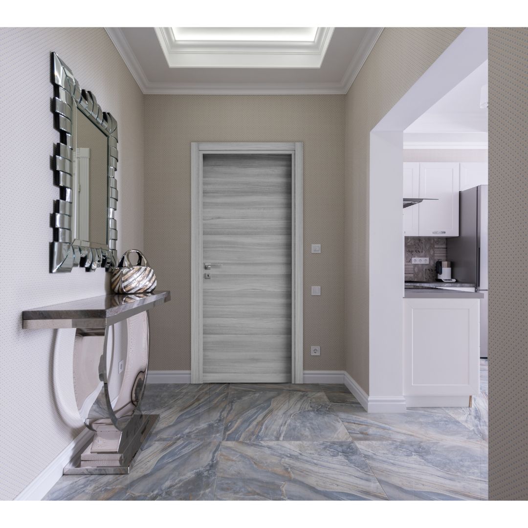PORTA BATTENTE OLMO GRIGIO - 210 x 70 - REVERSIBILE