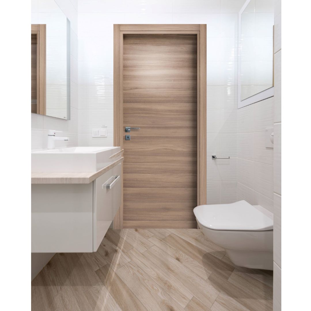 PORTA BATTENTE OLMO NOCCIOLA - 210 x 80 - REVERSIBILE