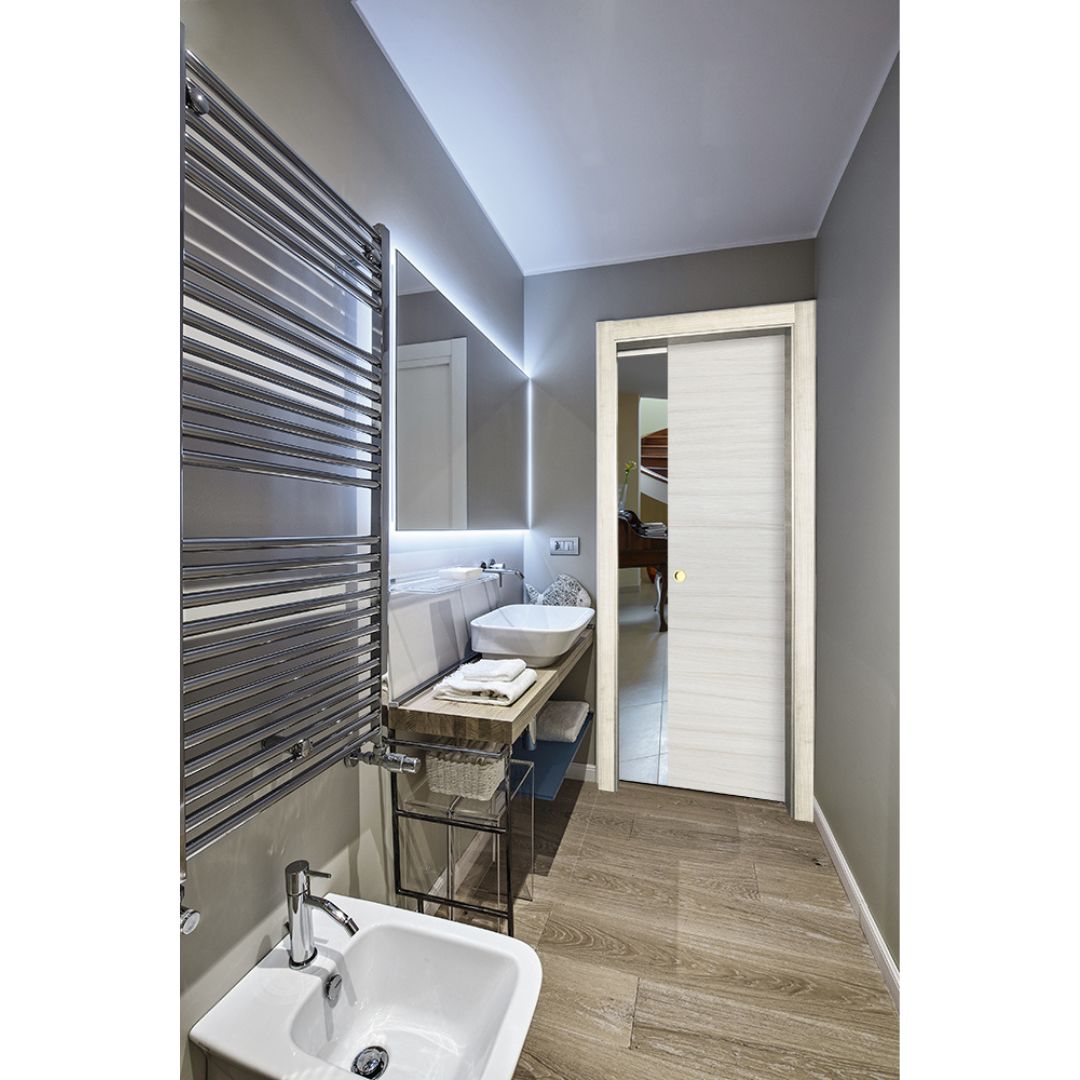 PORTA MATRIX BIANCO PALISSANDRO SCORREVOLE INTERNO MURO - 210 x 60 - REVERSIBILE