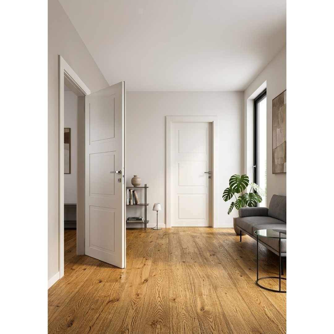 PORTA BATTENTE LACCATA BIANCA 3 RIQUADRI - 210 X 70 - REVERSIBILE