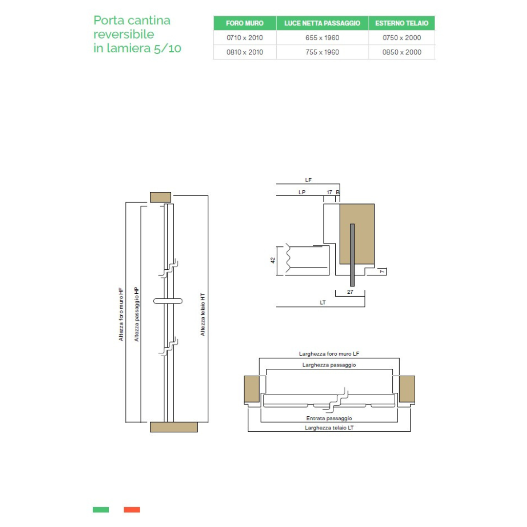 PORTA IN LAMIERA DA CANTINA 2000 X 700