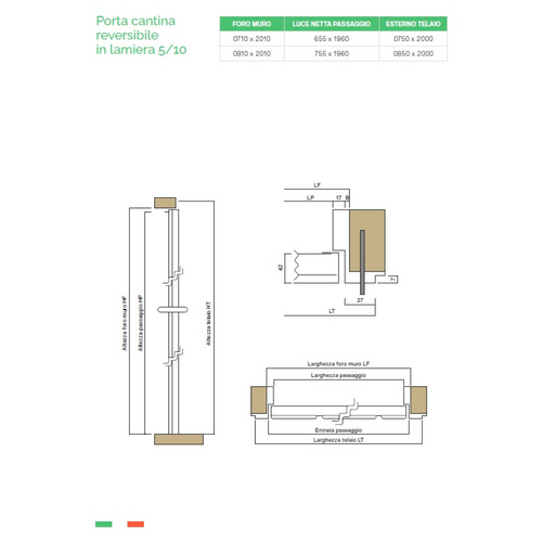 PORTA IN LAMIERA DA CANTINA 2000 X 700